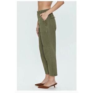 PISTOLA Pamela High Rise Straight Trouser in Dark Olive